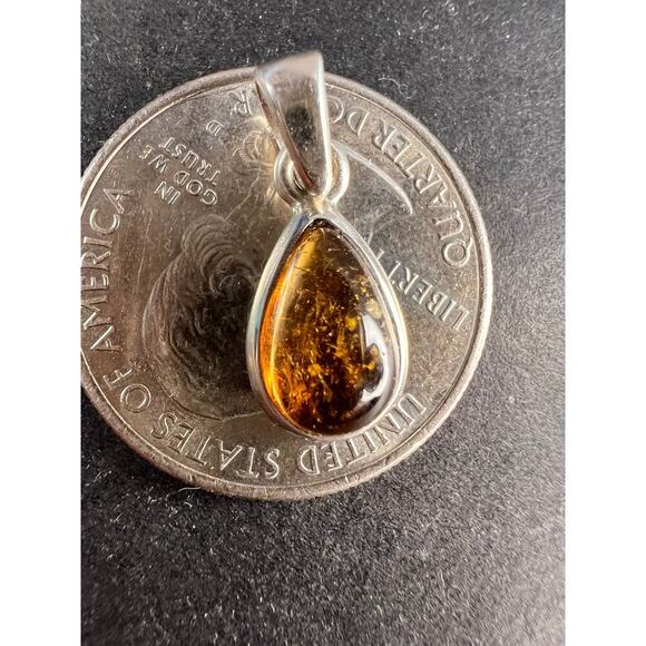 NEW Dravite orange tourmaline sterling silver teardrop pendant 1.49 grams - Picture 10 of 16